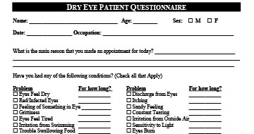 dry eye patient questionnaire